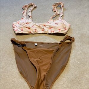 Pink and Cream Floral Bikini Set